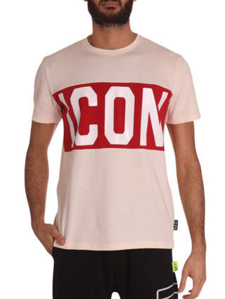 Icon T-shirt manica corta con logo in jersey rosa cipria