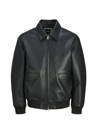 JACK&JONES giubbino jcoclear in similpelle nero