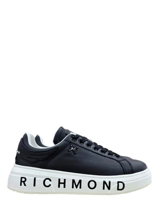 John Richmond sneakers con stampa logo in pelle nero