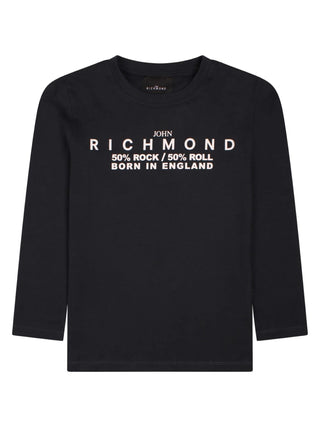 John Richmond T-shirt manica lunga Eledi con logo nero