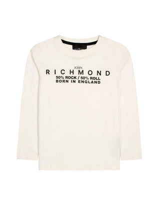 John Richmond T-shirt manica lunga Eledi con logo bianco