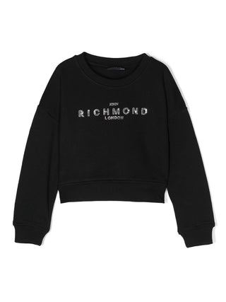 John Richmond felpa Deigan con logo paillettes nero