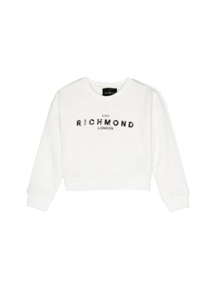 John Richmond felpa Deigan con logo paillettes bianco