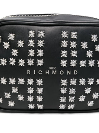 John Richmond borsa a tracolla in ecopelle con borchie nero argento