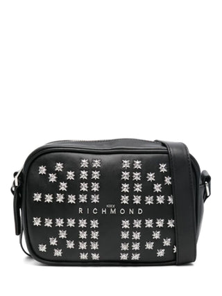 John Richmond borsa a tracolla in ecopelle con borchie nero argento