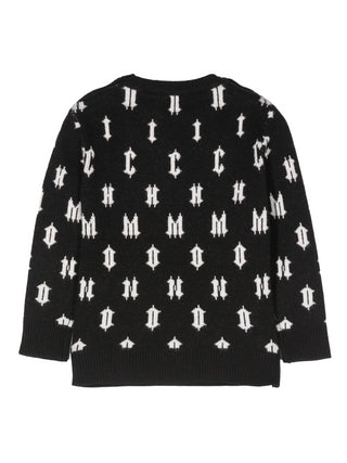 John Richmond maglia con logo jacquard all over nero