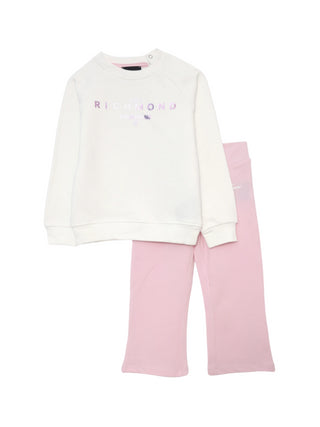 John Richmond completo felpa e leggings bianco rosa