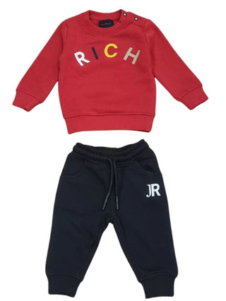 John Richmond completo Balur felpa e pantaloni rosso nero