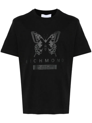 John Richmond T-shirt manica corta Garon con stampa Butterfly nero