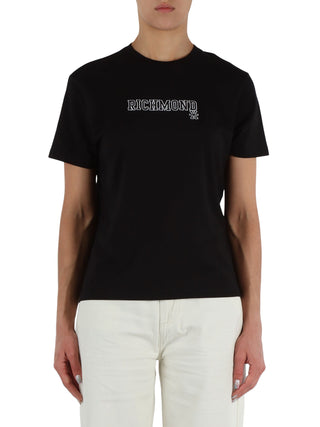 John Richmond T-shirt manica corta con logo ricamato nero