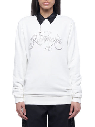 John Richmond felpa Kronberger girocollo con logo strass bianco