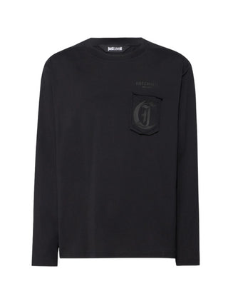 Just Cavalli T-shirt manica lunga con taschino logato nero