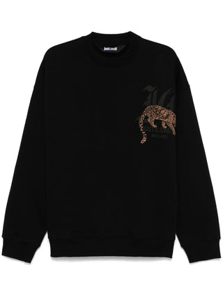 Just Cavalli felpa con ricamo Tiger in caldo cotone nero