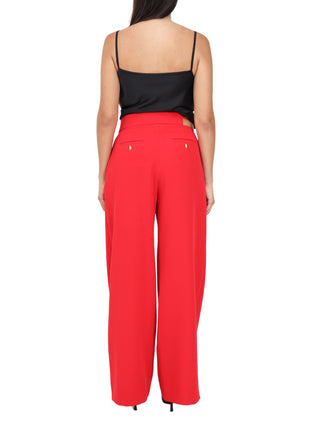 Just Cavalli pantaloni con pinces gamba morbida rosso