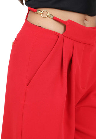 Just Cavalli pantaloni con pinces gamba morbida rosso