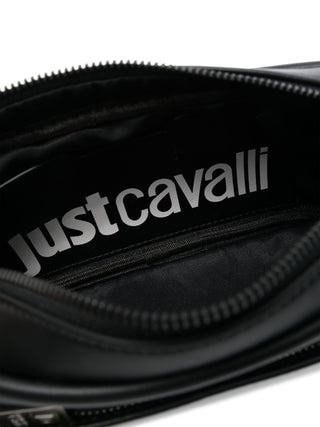 Just Cavalli pochette in ecopelle con placca logo nero argento