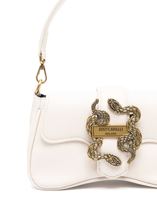 Just Cavalli borsa a mano in ecopelle placca Snake avorio