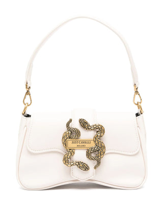 Just Cavalli borsa a mano in ecopelle placca Snake avorio