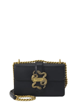 Just Cavalli borsa a spalla in ecopelle fibbia Snake nero