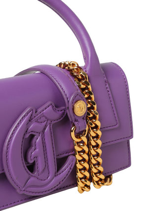 Just Cavalli borsa a mano in ecopelle con patch logo viola