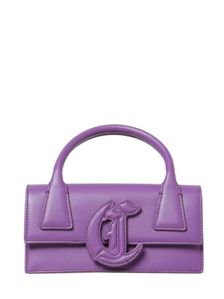 Just Cavalli borsa a mano in ecopelle con patch logo viola