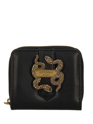 Just Cavalli portafogli in ecopelle con placca logo Snake nero