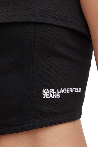 Karl Lagerfeld Jeans top crop in denim con zip nero