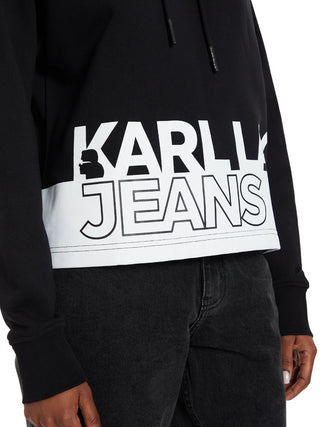 Karl Lagerfeld Jeans felpa con cappuccio stampa logo nero