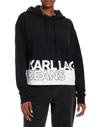 Karl Lagerfeld Jeans felpa con cappuccio stampa logo nero