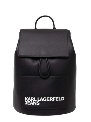 Karl Lagerfeld Jeans zaino in ecopelle martellata con logo nero