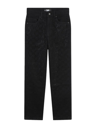 Karl Lagerfeld Kids jeans con logo monogram strass nero