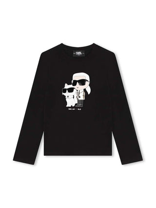 Karl Lagerfeld T-shirt manica lunga con stampa iconica nero