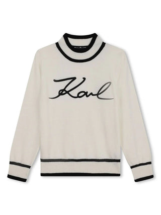 Karl Lagerfeld maglia girocollo in misto cashmere avorio