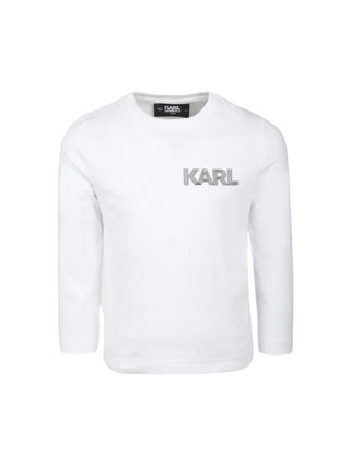 Karl Lagerfeld Kids T-shirt manica lunga in jersey bianco