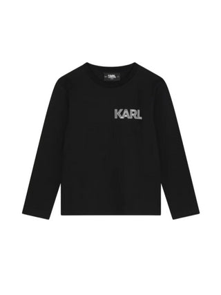 Karl Lagerfeld Kids T-shirt manica lunga in jersey nero