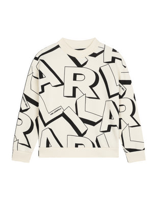 Karl Lagerfeld Kids felpa con stampa logo all over avorio