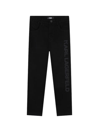 Karl Lagerfeld Kids jeans slim fit con maxi logo nero