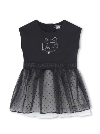 Karl Lagerfeld abito in jersey e tulle nero