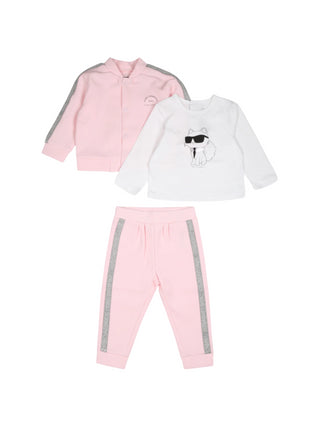 Karl Lagerfeld Kids completo giacca T-shirt pantalone rosa