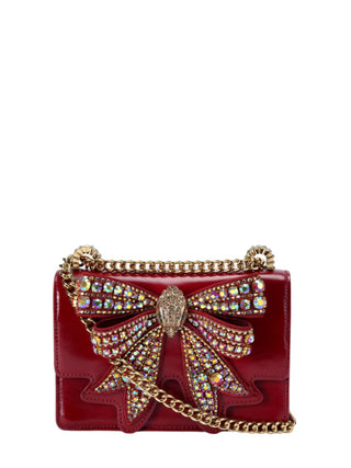 Kurt Geiger pochette in vernice con fiocco gioiello rosso