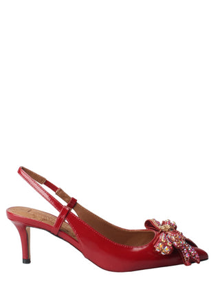 Kurt Geiger decollete slingback in vernice con fiocco bordeaux