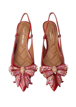 Kurt Geiger decollete slingback in vernice con fiocco bordeaux