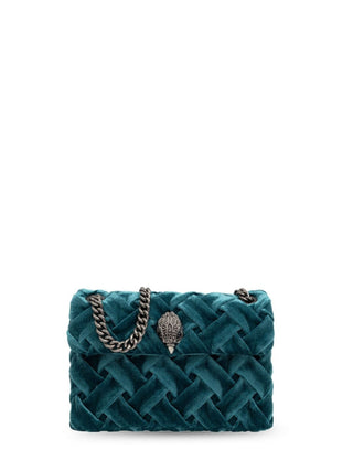 Kurt Geiger borsa in velluto trapuntato Mini Kensington verde