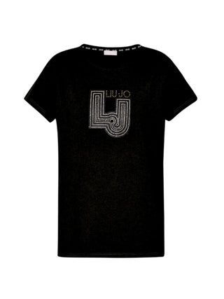 Liu Jo T-shirt manica corta in jersey con logo strass nero