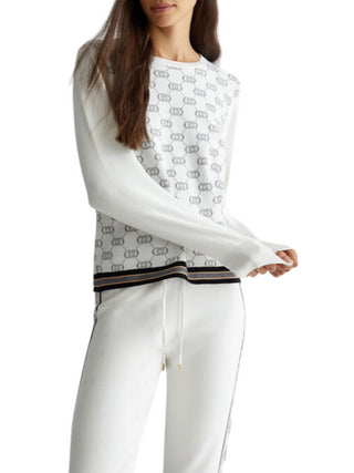 Liu Jo maglia con logo lurex all over bianco