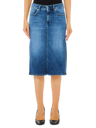 Liu Jo gonna midi in denim con spacchi lavaggio blu medio