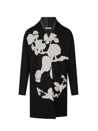 Lola By Sandro Ferrone cardigan lungo con motivo floreale nero