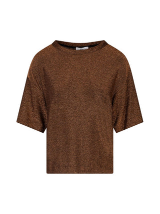 Lola by Sandro Ferrone T-shirt manica corta in lurex bronzo