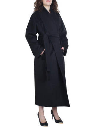 Lola by Sandro Ferrone cappotto lungo a vestaglia nero