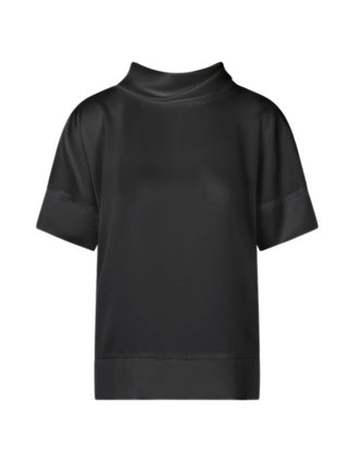 Lola by Sandro Ferrone blusa in raso manica corta nero